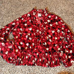 CAbi  Floral Ruffle‎ Blouse Top Long Sleeve Smocked Waist Red White Black M Photo 0