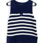 Gap  Relaxed Striped V-Neck 100% Cotton Sweater Vest Navy Ivory Size Small Petite Photo 3