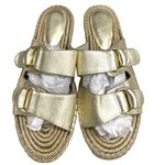 Joie  Cagney Leather Espadrille Gold Slide Sandals New! Photo 7