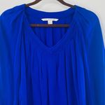 Diane Von Furstenberg  Cahil Cobalt Blue Long Sleeve V-Neck Silk Blouse Size 2 Photo 3