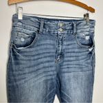 Kancan high rise super flare jeans raw‎ hem women’s size 30 trendy distressed Blue Photo 1