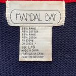 Vintage 90s Picnic BBQ Knit Sweater Vest Embroidered Patriotic Red White Blue Size L Photo 6