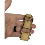 FINE CUT COLORED LUCITE RECTANGLE STUD METAL CASTING STRETCHABLE BRACELET Gold Photo 1