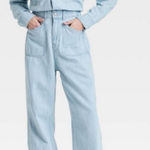 Universal Threads Universal Thread Women Light Blue Denim Baggy Straight Leg Jumpsuit Size 10 NWT Photo 0