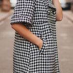 Houndstooth Short Sleeve Statement Coat Black And White Size Small Photo 1