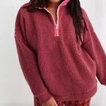 Aerie Dream Sherpa Quarter Zip Sweatshirt | Pink and Maroon | Size Small COZY Photo 10
