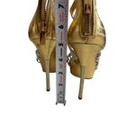 Michael Kors Metallic Rose Gold Silver Leather Platform Sandals Heels Size 7.5 Photo 2