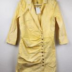 Retrofête Retrofete Willa Dress in Lemonade Yellow Large Mini 3/4 Sleeves Button NWT Denim Photo 1