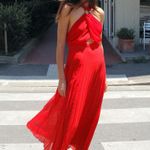 ZARA  dress maxi red pleated Elegant Halter wedding party evening  Photo 11