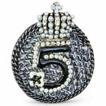 Chic Silver and Black Crown Brooch Photo 0