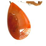 Carnelian teardrop pendant necklace on brown cord Orange Photo 6