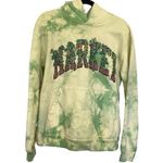 Chinatown Market Tie Dye Hoodie With Hawaiian Flowers Green/ Yellow Size Medium Photo 0