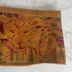 Valerie Leather Clutch Bag Womens Large Tan Multicolor Jaguar Jungle Embossed Photo 4