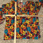 Silk Exchange 100% Silk Floral Multicolor Women's Top Red Size L Photo 3