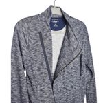 G.H. Bass & Co Grey Long Sleeve Heathered Knit Open Front Moto Cardigan Small Blue Photo 3