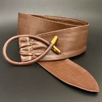 Vintage Unsigned Brown Soft Genuine Leather Women’s Dress Belt Size One Size Photo 1