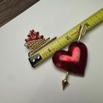 Wheelbarrow Of Hearts / Cupid’s Bow Heart Lot Of 2 Brooch Pin Red Gold Tone Photo 1