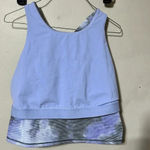 Athleta ‎ Crop Tank Top 1X Blue Gray Stretch Gym Support Plus Size Workout Active Photo 4
