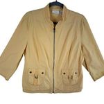 Chico's Pastel Yellow Full Zip Lightweight Mock Neck 3/4 Sleeve Cotton Jacket L Photo 0