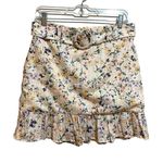 Lovers + Friends Ruffle Eyelet Floral Belted Mini Skirt Peach Pink Size Large Photo 0