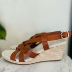 Cole Haan  Crystal Wedge Leather Espadrille Strap Sandal, Brown, Size 9, NWOB‎ Photo 10