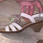 Born Shoes Born white leather sandals Woman’s 9 Heels Colorful Tassels Ankle Strap Photo 5