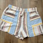 Colorful Striped Linen Blend Shorts | Size L | EauC | Pockets | Relaxed Fit Blue Size L Photo 0