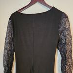American Living Dress Elegant Black Lace Long Sleeves Sequin V-Neck Faux Wrap Photo 9