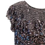 Altar'd State  Medium Top babydoll Sequin Blouse Y2K Ruffle Shirt Gunmetal Grey Photo 5