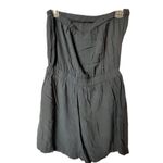 Forever 21  Women's Strapless Dark Navy Romper with Ruffle Front Detail  Sz M Photo 7