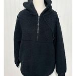 Victoria’s Secret Pink Women's Half Zip Pullover Sherpa Hoodie Black Size Medium Black Photo 11