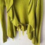 Pointella 100% Cashmere Cardigan Green Ruffle Tie Front Fairycore Sweater Sz S Photo 2