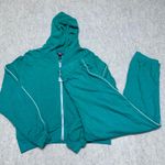 AQUA  Athletic Green Teal Lechelle Zip Up Hoodie Sweatshirt Jogger Pants Set M Photo 1