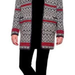 Aspen Cardigan Sweater Gray Nordic Fair Isle Open Front Women's Gray Size Large Photo 0