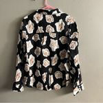 Nicole Miller  Women’s 100% Linen Shirt Black & White Shell Print Button-Up L Photo 1