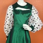 АОМЕІ Elegant Green Dress with Polka Dot Long Sleeves Size Large Photo 4