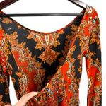 Raga  Boho Paisley Mini Dress Black Red Low Back Flutter Sleeve XS New Photo 3