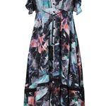 Hunter Bell  Printed Harrison Dress Midi Button Front Flutter Ruffle Sleeves 0 Photo 1