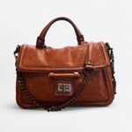 Olivia Heather Genuine Leather Satchel Bag Cognac Brown Photo 1
