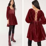 Free People  Dainty Renaissance Daphne Velvet Mini Dress Burgundy Brown Medium Photo 4