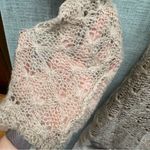 Flying Tomato NITT By  Boho Crochet Lace Cowl Neck Tunic Sweater Lined Tan Large Photo 4