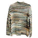 ZARA  Chunky Striped Knit Sweater Fuzzy Cozy Oversized Earthy Mock Neck Size M Photo 1