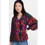 Farm Rio Women’s Bird Flowers Pleated Shirt Multicolor Photo 3