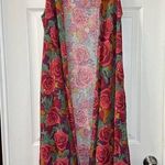 LuLaRoe  Multicolor Floral Print Knit Sleeveless Open Vest Kimono Duster XS Photo 0