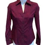 EXPRESS button down animal print long sleeve collared pink purple dress shirt Photo 0