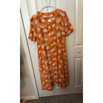 Women's Unbranded Orange White Floral Midi Dress XL Photo 2