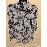 Candie's ​ Y2K Blue Floral Sheer Button-Up Blouse Top M Roll Tab Sleeve Fairycore Photo 1