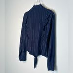 Rails Piper Panama Stripe Navy Blue Metallic Shirt Top Blouse Size S Photo 5