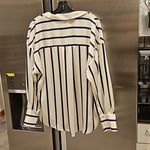ZARA 💕💕 Satin Effect Oversized Top ~ Navy Blue and White Striped Print XL Photo 10