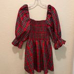 Blue Rain Francesca's  Abigail Red Plaid Smocked Nap Mini Dress Christmas plaid Photo 4